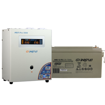 ИБП Энергия Про 1000 + Аккумулятор 75 Ач (700Вт&#8776;44мин) - ИБП и АКБ - ИБП для котлов - Магазин стабилизаторов напряжения Ток-Про